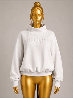 DAZY off white Mock Neck Cropped Sweatshirt “Perseverance Keep Calm”Oversized